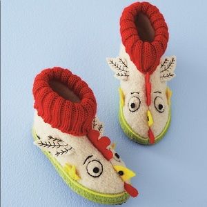 Garnet hill chicken slippers boiled wool sz 9
